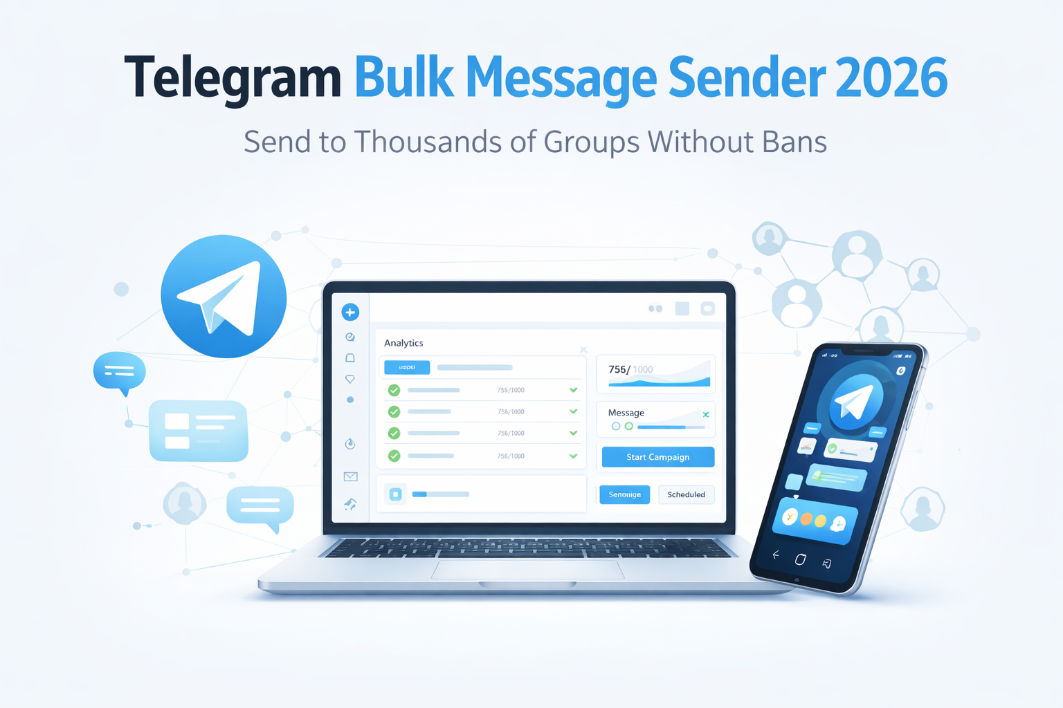 SendGecko Telegram bulk message sender guide visual